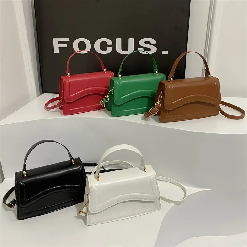 High-Quality PU Leather Handbag Purse | Sophisticated Solid Color Shoulder Bag | Elegant Lady Messenger & Small Tote | Fashion-Forward Square Crossbody for Women and Girls Luxegan