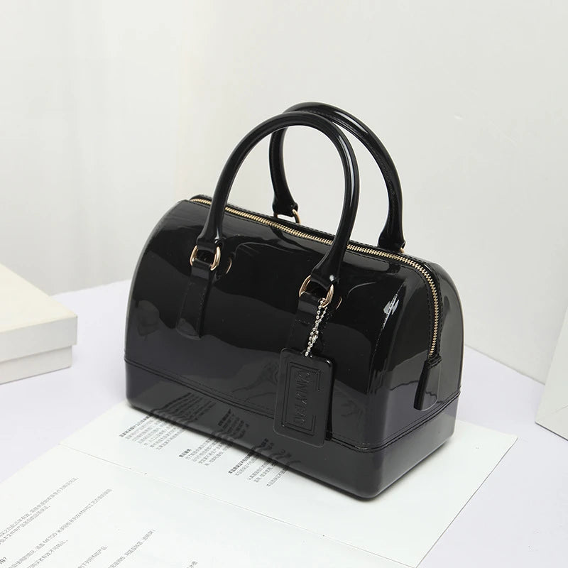 1pcs Jelly Crossbody Shoulder Bag | PVC Transparent Pillow Shape Handbag | Macaron Color Women's Casual Tote European Style Luxegan