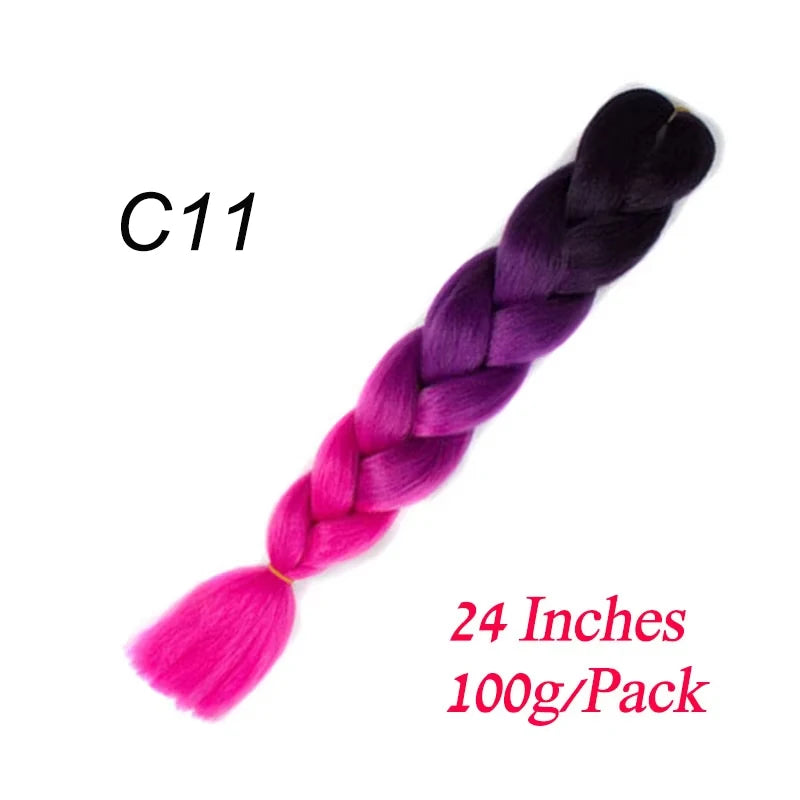 Lihui 24 Inch Pre-Stretched Synthetic Braiding Hair – Kanekalon Jumbo Braid | 100g | 100+ Ombre Colors