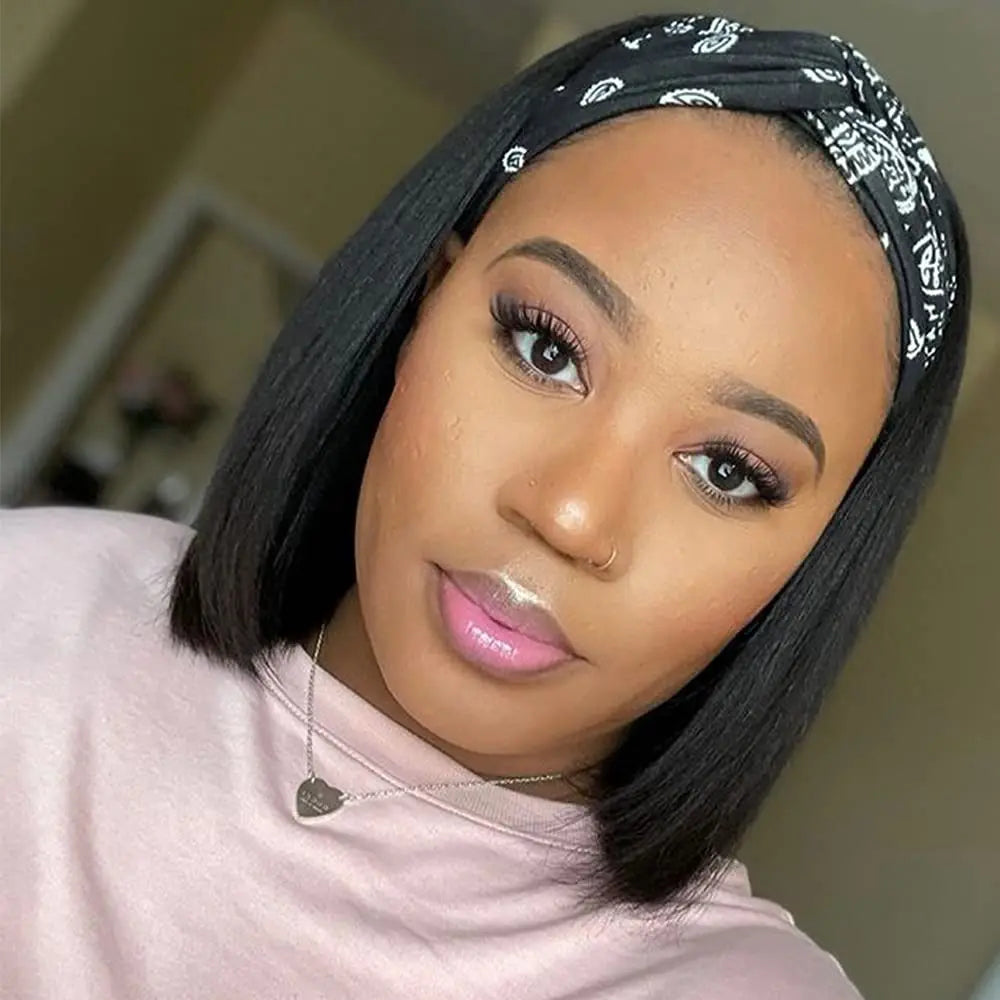 Kinky Curly Headband Bob Wig | Sophisticated "Short-to-Long" Brazilian Silhouette | Elegant "Glueless" Curly Hairpiece | "Dignified" Natural Black Human Hair Wig for Radiant Versatile Styling Luxegan