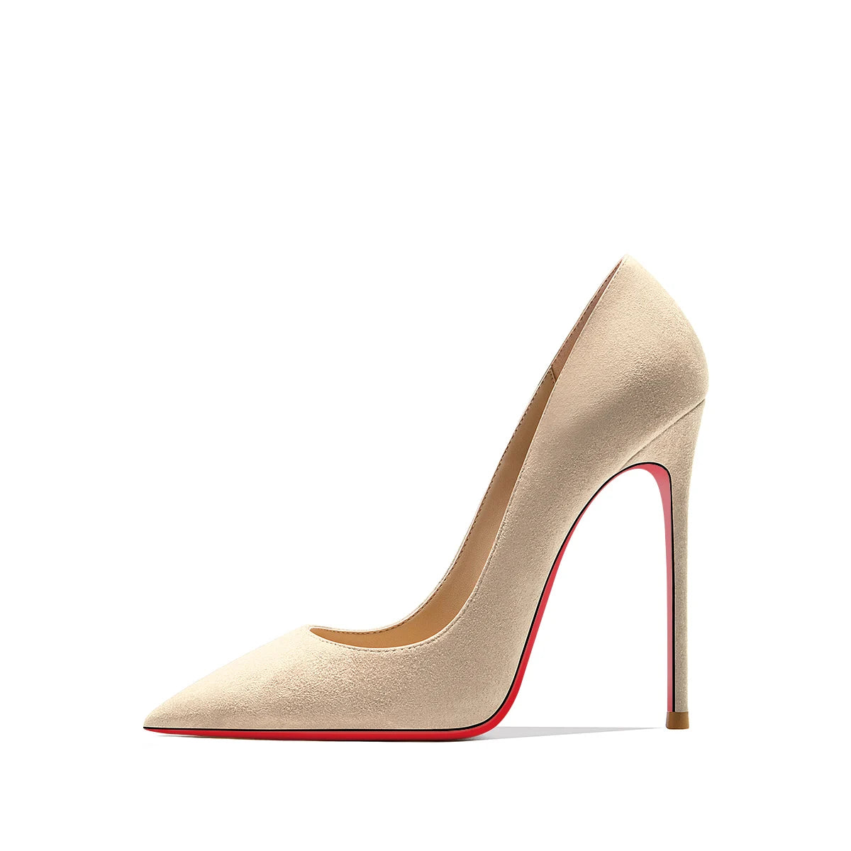 Autumn New Women's Suede High Heels | Sophisticated Red Shiny Bottom Pumps | Elegant "Handmade Flannel" Silhouette | "Dignified" Fashionable Temperament Shallow Wedding Shoes for Radiant Versatile Styling Luxegan