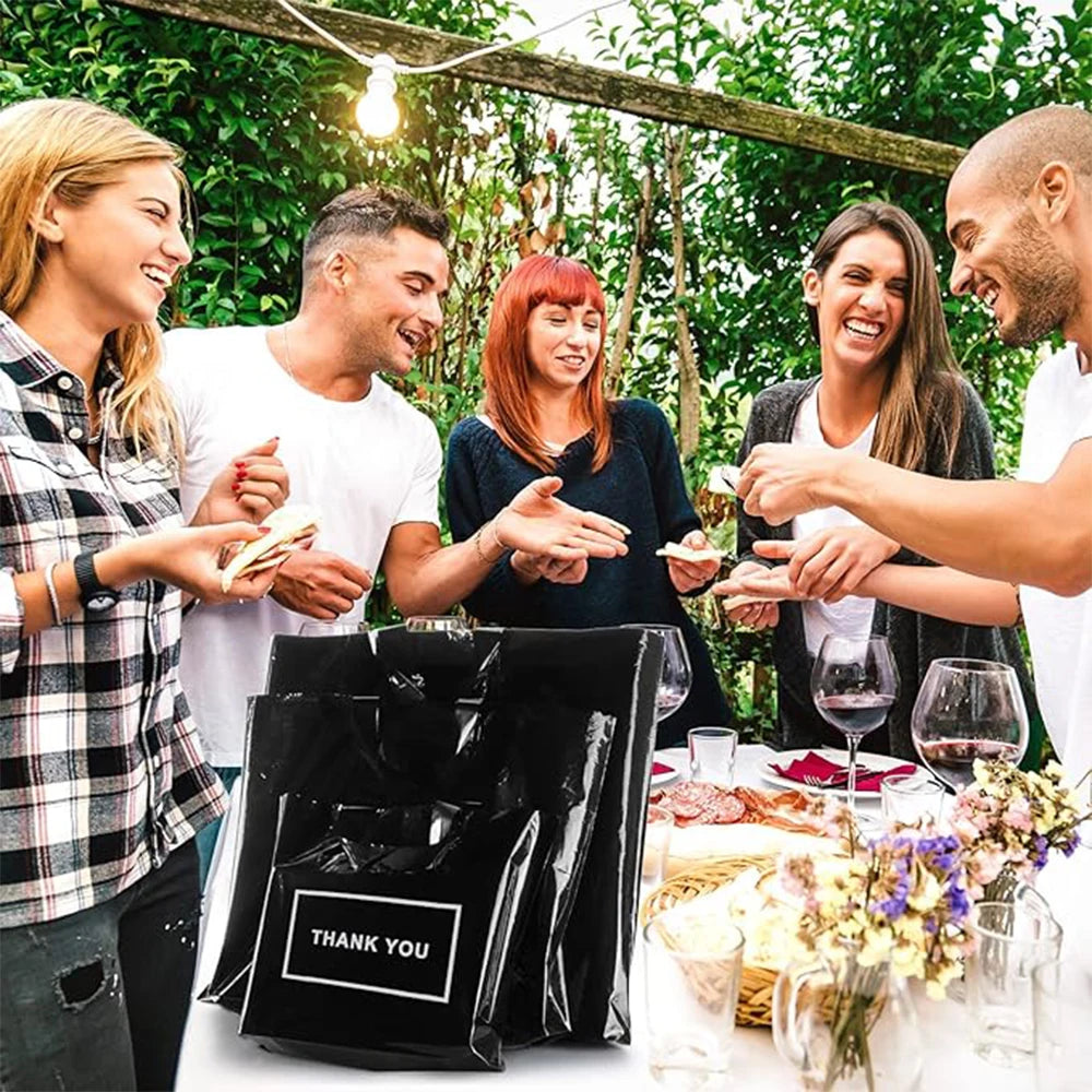 Custom Logo Plastic Shopping Bags | Personalized Small Business Boutique Retail Bags | Premium Gift Packaging with Handles for Parties, Weddings, and Events (20/50pcs Sets) Luxegan