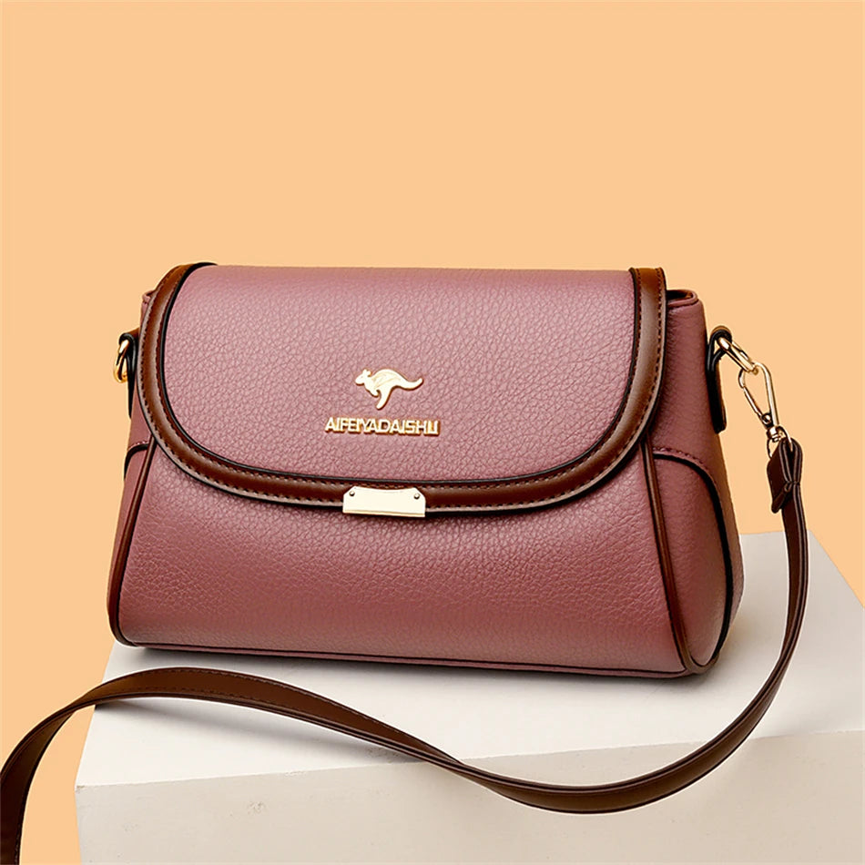 Solid Color High-Quality Leather Small Shoulder Bags | New Messenger Bags with Strap & Designer Crossbody Bag (Sac à Main) Luxegan