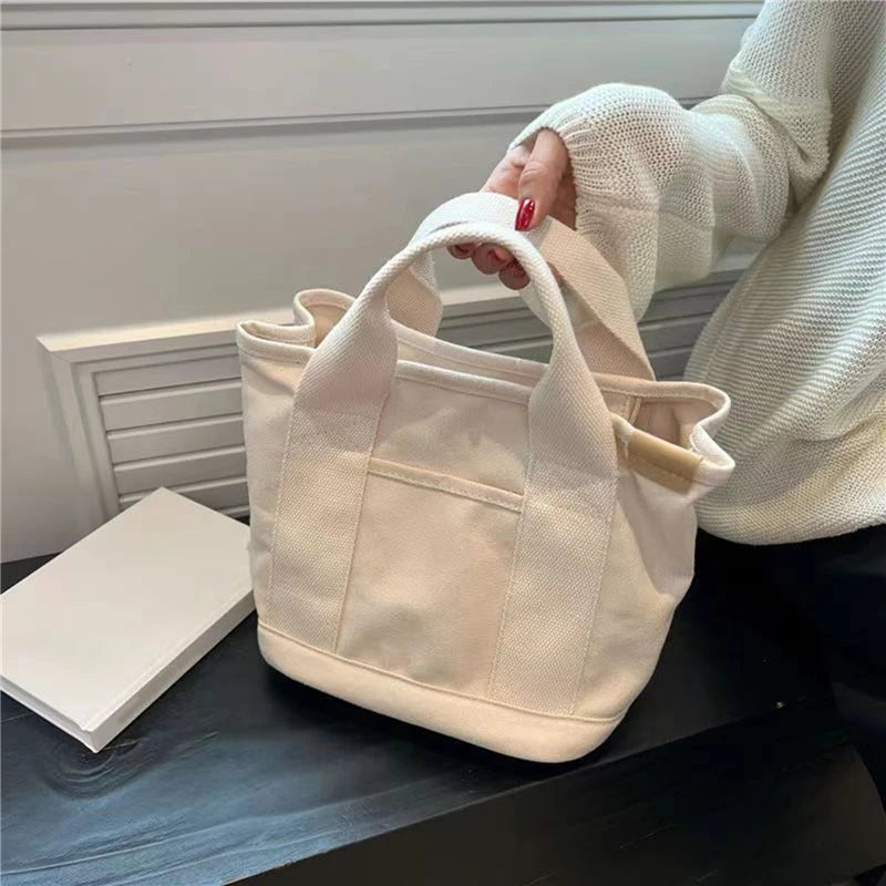 Women's Tote Bag Canvas Sewing Thread | Large Capacity Advanced Sense Handbag & Convenient Practical Female Commuter Bag Luxegan