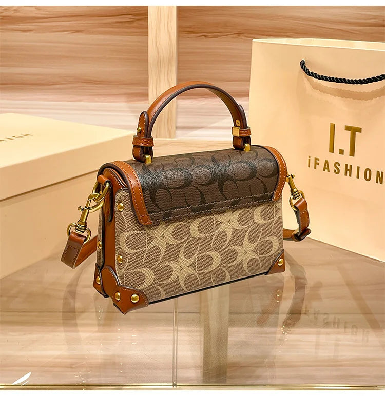 New Minimalist & Fashionable Small Handbag | Contrasting Color Women's Crossbody Bag (High-End Carriage Style, Portable Box Bag)