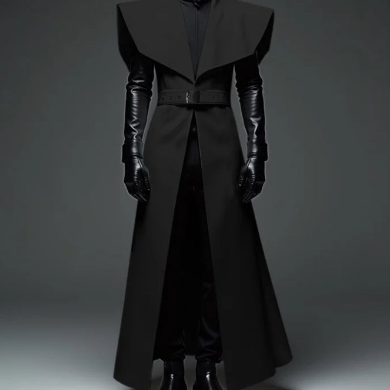 Men’s Long Style Sleeveless Trench | Sophisticated Lapel Turn-Down Collar Silhouette | Elegant "Ankle-Length" Streetwear Cardigan | "Dignified" Open Stitch Coat with Belt for Radiant Versatile Styling Luxegan