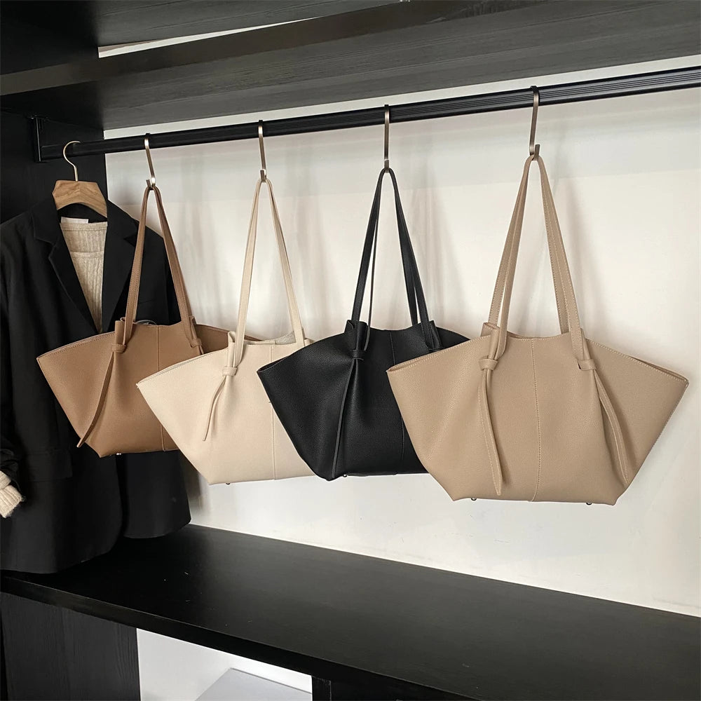 Luxury Designer 2-in-1 Shopper Tote Set | Branded Soft PU Leather Shoulder Handbag for Women (Big Capacity) Luxegan