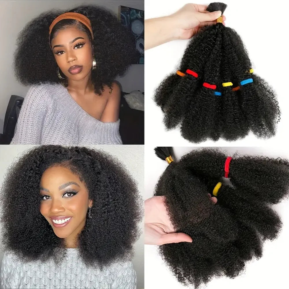 12 Inch Pre-Fluffied Afro Kinky Twist Braiding Hair | Synthetic Bulk Hair Extensions Ombre Colors - view 7