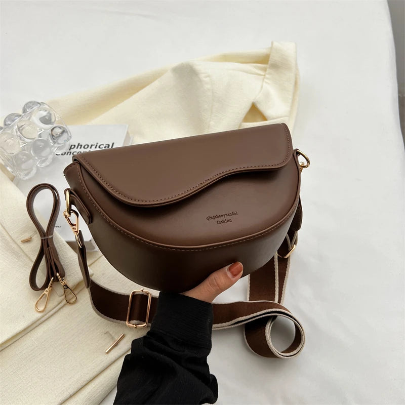 Small Leather Saddle Bag | Vintage Underarm Handbag & Chain Crossbody Purse Luxegan