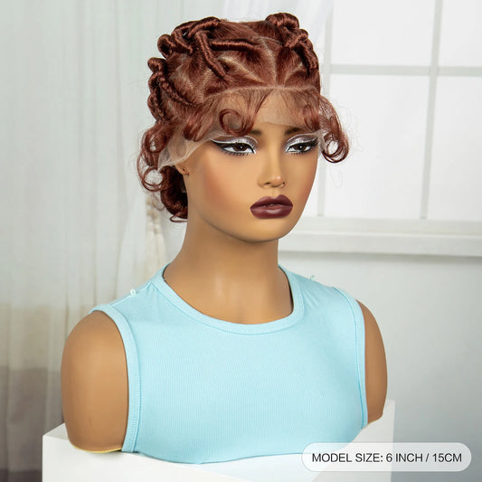 Ginger Orange Bantu Knotless Braids Wig | Full Lace | Baby Hair Luxegan
