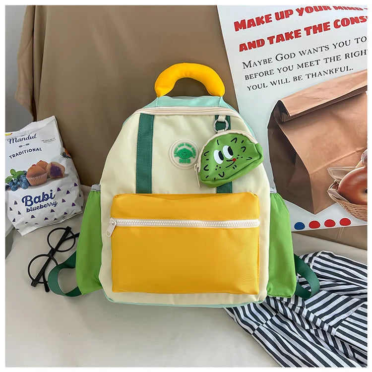 Fun & Cute Dopamine Schoolbag | Small Nylon Animal Pattern Backpack for Boys & Girls | School and Trip Luxegan