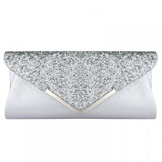 PU Leather Sequined Envelope Clutch | Royal Blue Luxury Designer Evening Bag Luxegan