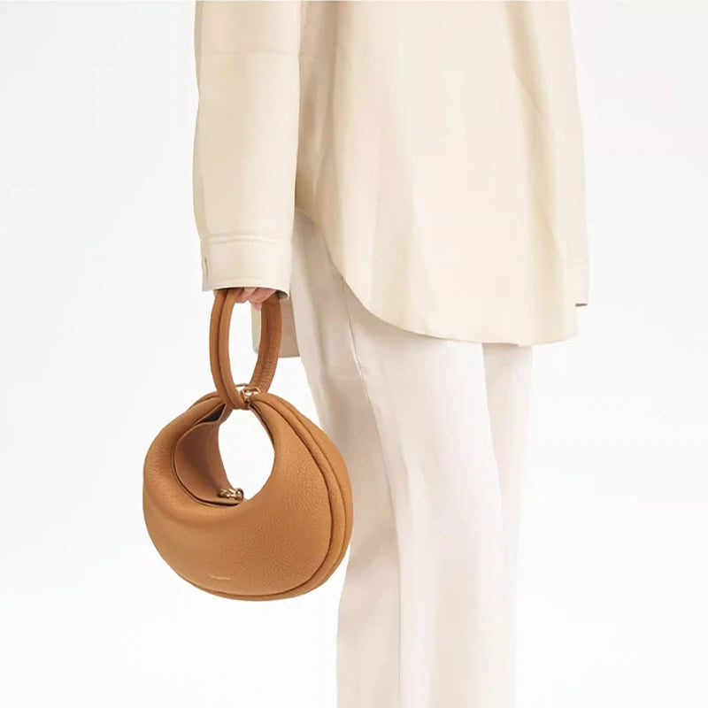 High-end Moon Bag | Light Luxury Leather Versatile Handbag & Messenger Bag Luxegan