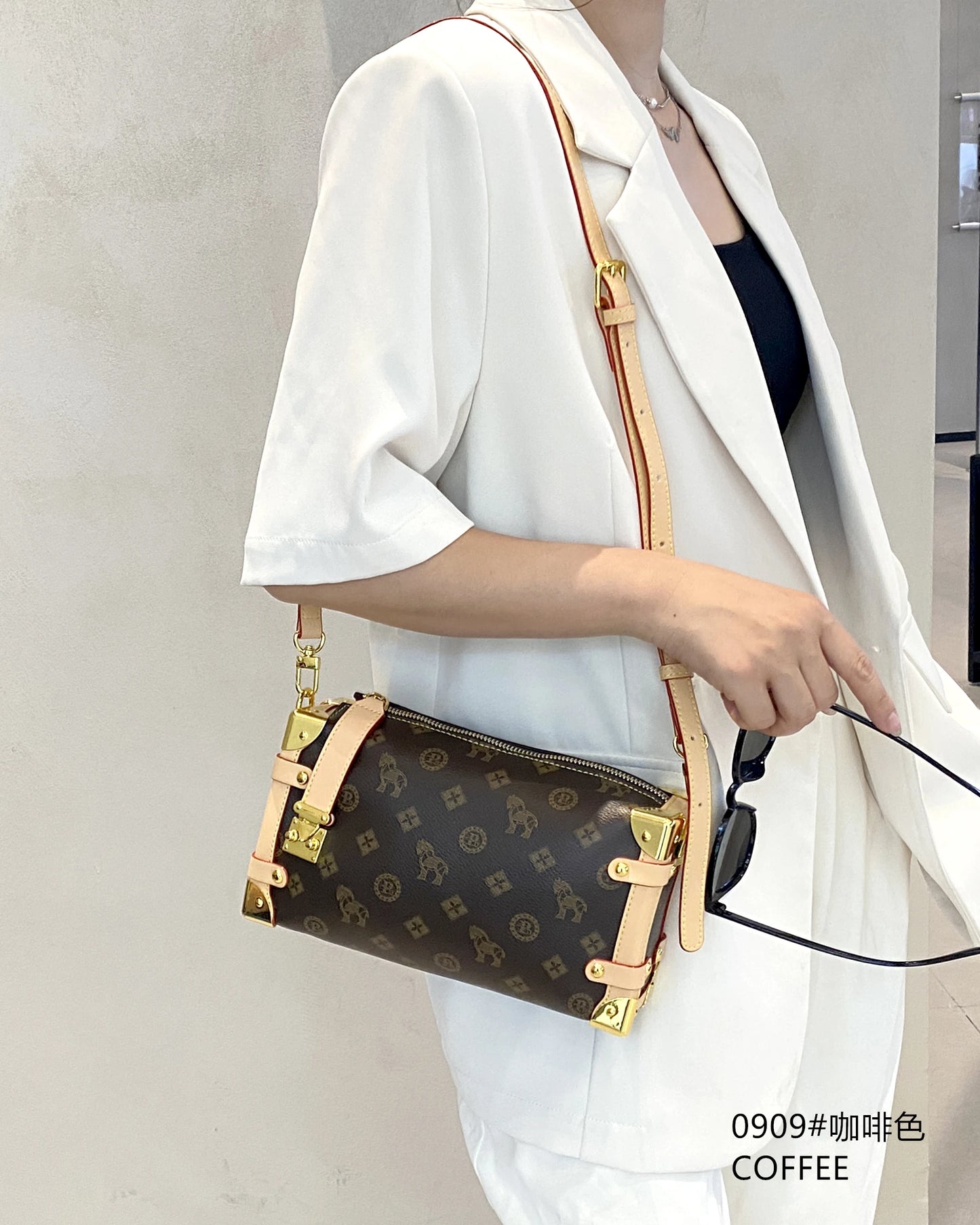 Stylish Coffee Brown Crossbody Bag | Hard Shell Underarm Shoulder Purse & Lightweight Casual Handbag Luxegan