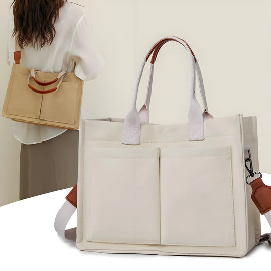 Large Canvas Tote Bag for Women with Pockets | Laptop Crossbody Purses & Everything Everyday Bag (Handbags for Work, Beach, Gym) Luxegan