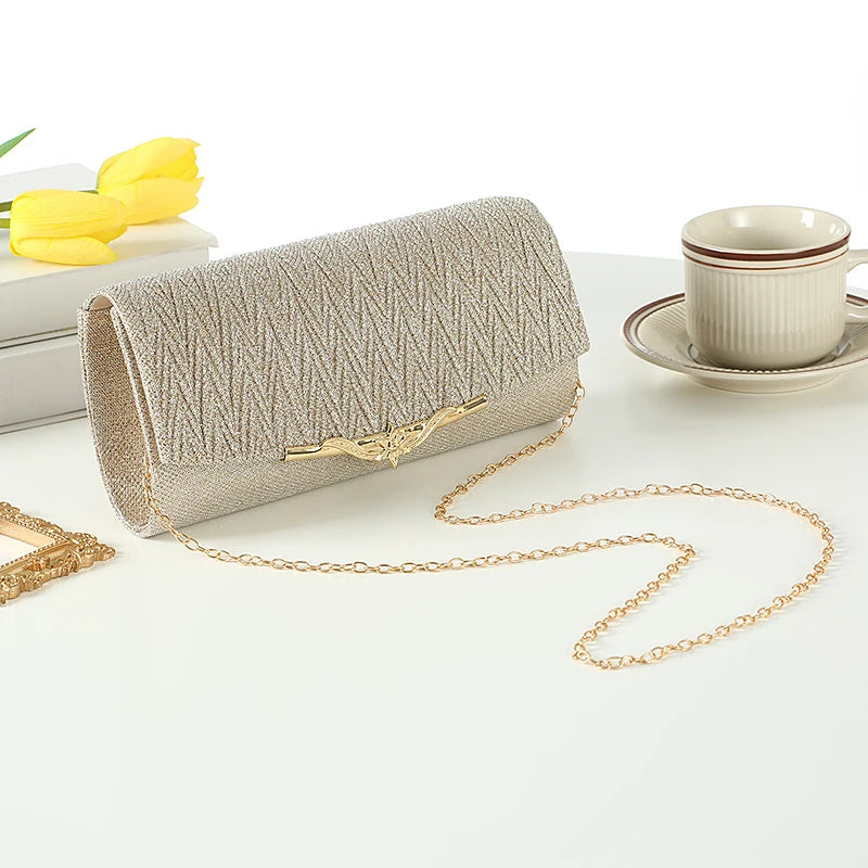 Luxury Metal Trim Clutch Bag | Elegant Party & Wedding Purse Luxegan
