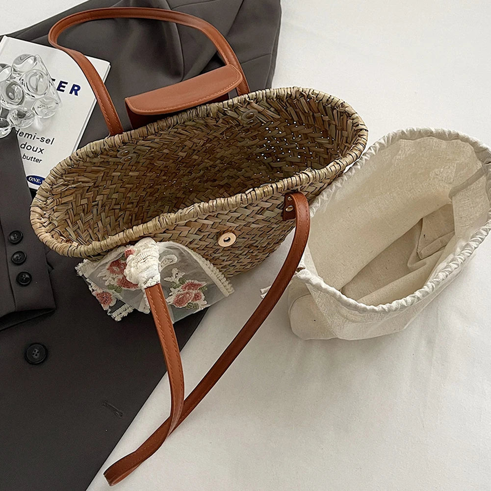 Women's Straw Woven Handbag | Summer Beach Casual Tote Bag & Large Capacity Clutch Luxegan