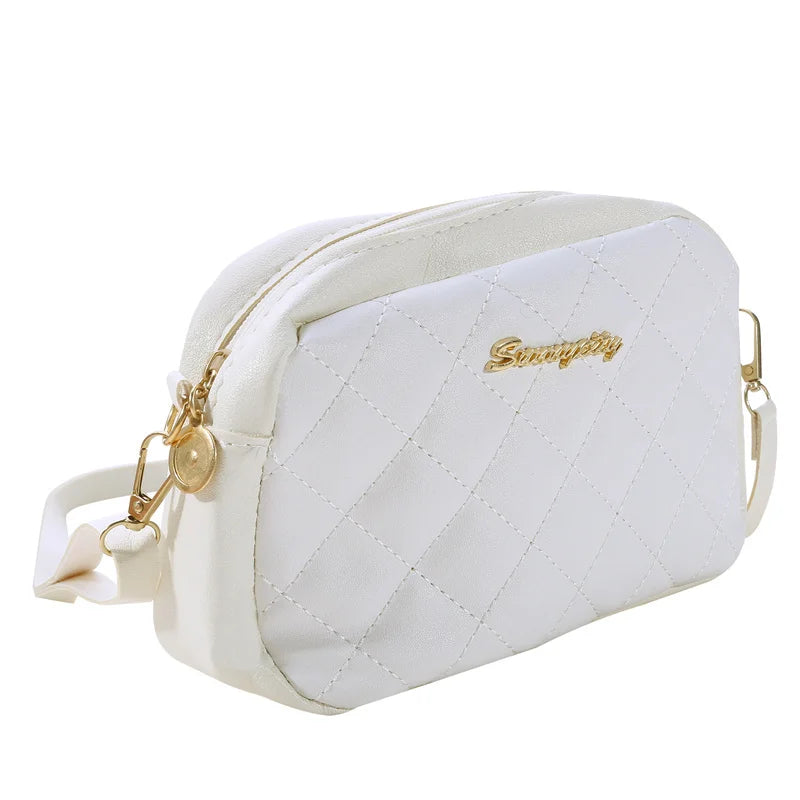 Women's Square Single Shoulder Bag | Solid Color PU Handbag & Female Fashion All-match Messenger Bags (Casual Phone Bag) Luxegan