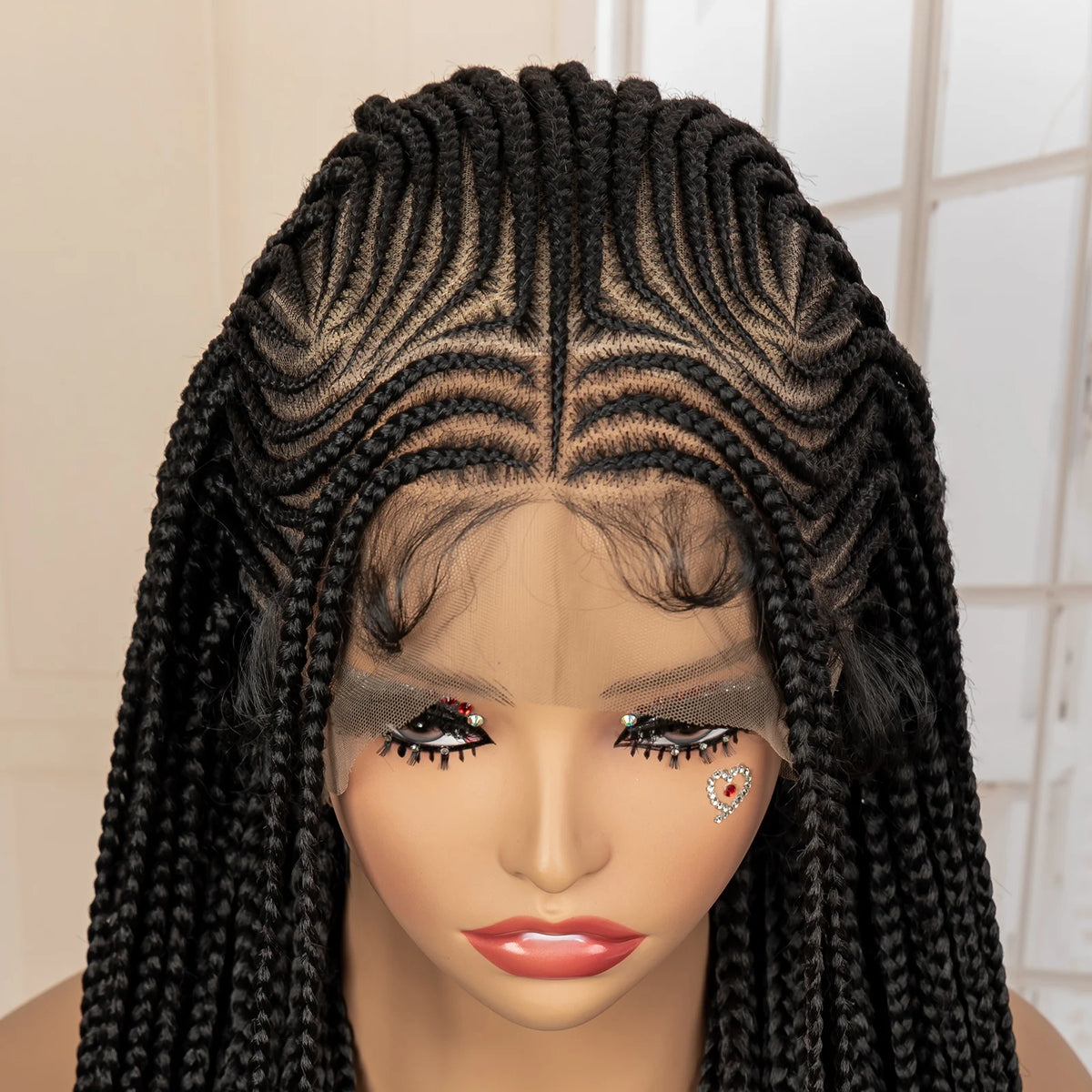 34 Inch Knotless Box Braiding Cornrow Wig | Full Lace | Kanekalon