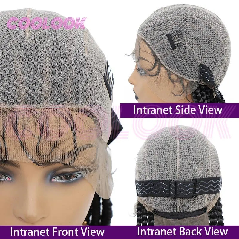 20-36 Inch Jumbo Box Cornrow Faux Locs Wig | Full Lace