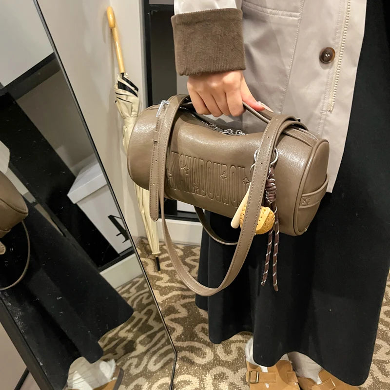 Multifunctional Cylinder-Shaped Shoulder Bag | Designer Handbag & Luxury Crossbody Bag Luxegan
