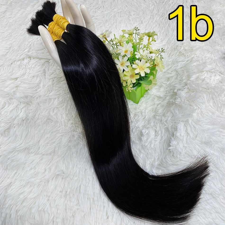 Straight Human Hair for Braiding | No-Weft Bulk Extensions | 18–30 Inches