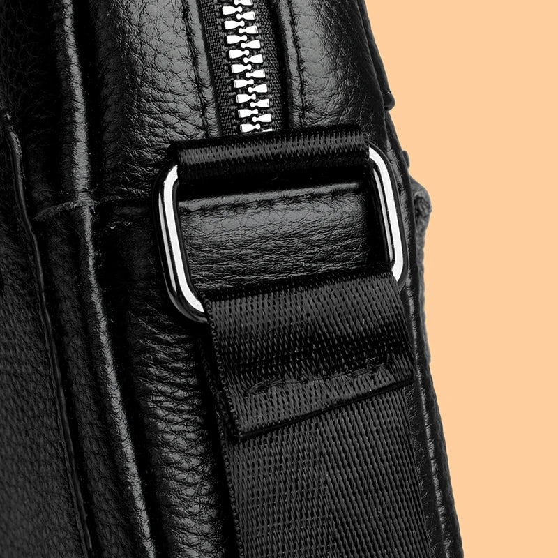 High Quality Genuine Leather Men's Shoulder Bag | Cow Leather Casual Daily Use Crossbody Purse & Handbag (Soft, Solid Color) Luxegan