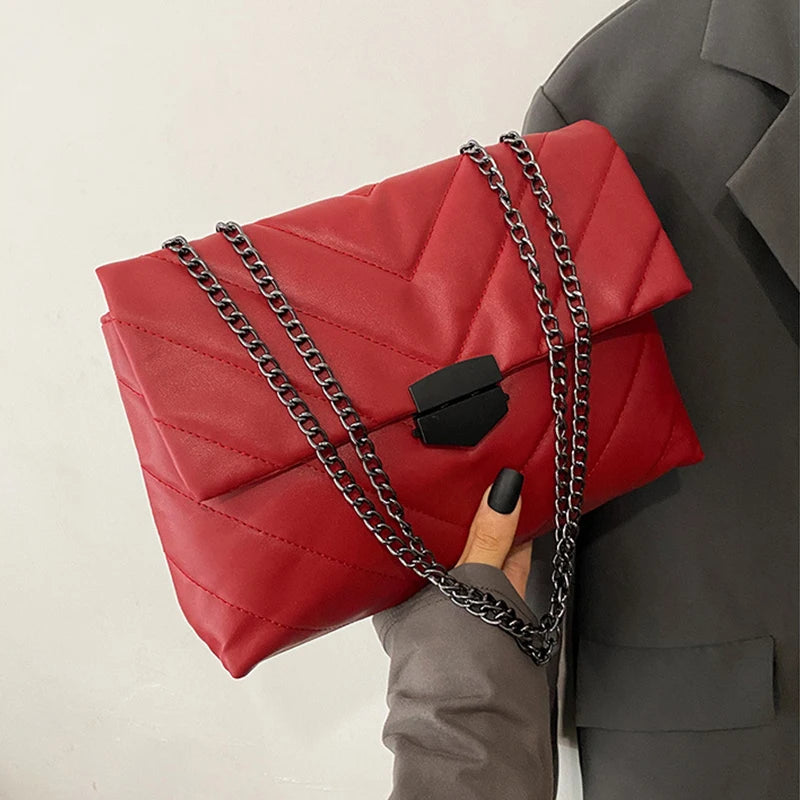 New Lingge Design Women Shoulder Bag | Crossbody Handbag for Female Leisure Large Capacity Chain Underarm Messenger Bag Luxegan