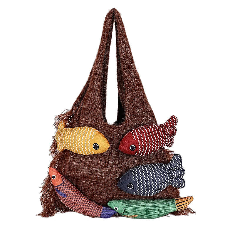 Korean Style Contrast Color Woven Tote | Lightweight Large Capacity Summer Shoulder Bag | Fashionable Patchwork Cotton Handbag with Artisan Appliques | Casual Versatile Beach & Daily Shopping Bag (Model 7715) Luxegan