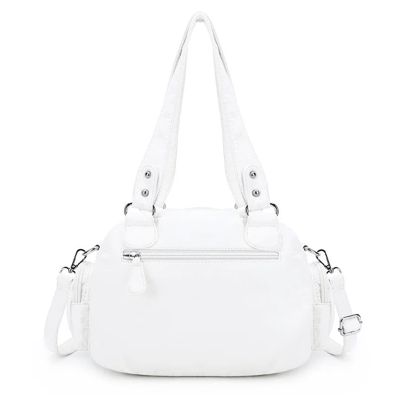 Women’s Rose Top-Handle Satchel | Luxury PU Leather Dumpling Bag | Versatile Crossbody & Shoulder Purse with Organized Interior