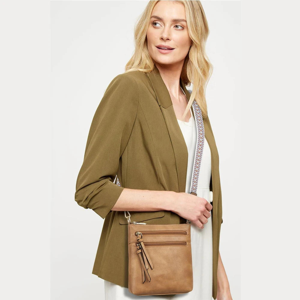 New Casual Double Zipper Crossbody Bag | Sophisticated Retro Simple Phone Bag | Elegant Women’s Single Shoulder Handbag | Luxury Multi-Functional PU Leather Satchel with "Dignified" Soft Finish Luxegan
