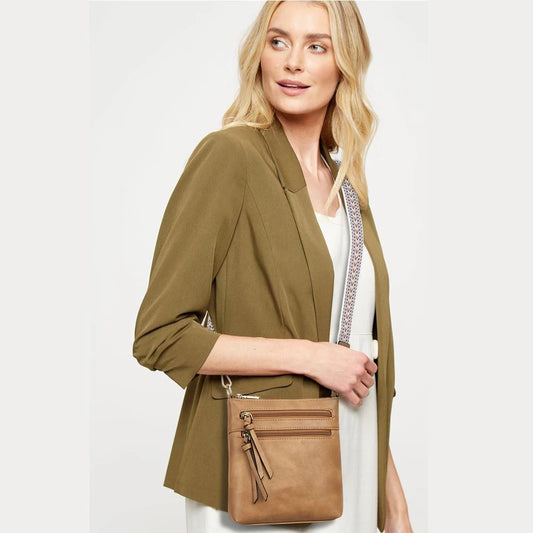 New Casual Double Zipper Crossbody Bag | Sophisticated Retro Simple Phone Bag | Elegant Women’s Single Shoulder Handbag | Luxury Multi-Functional PU Leather Satchel with "Dignified" Soft Finish Luxegan