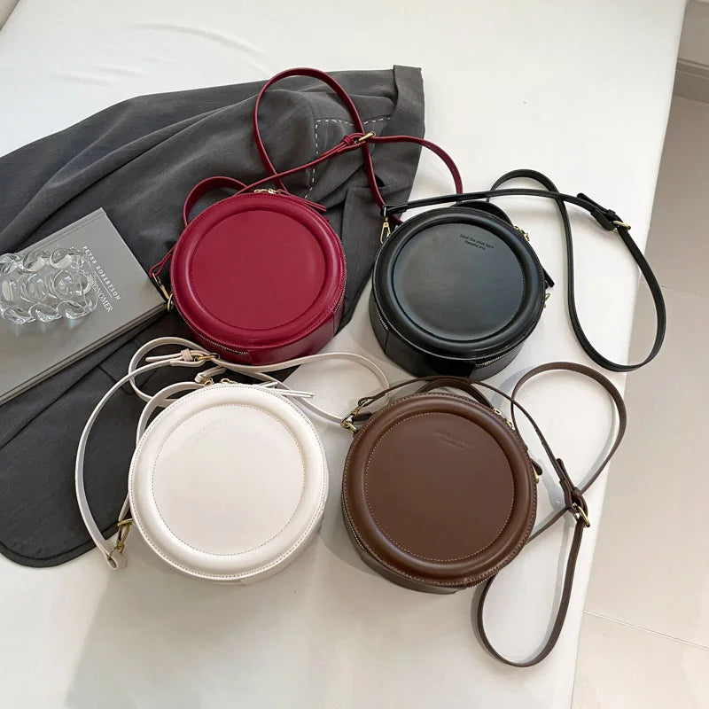 Round Crossbody Bags for Women | High Quality PU Leather Designer Shoulder Bag & Female Clutch Purse (Solid, Soft) Luxegan