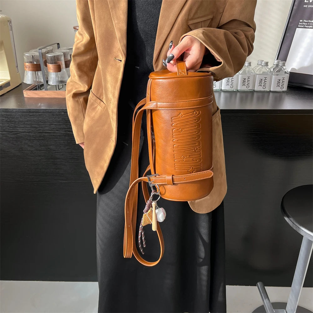 Multifunctional Cylinder Shaped Shoulder Bags | Winter Designer Handbags & Luxury Crossbody Bag
