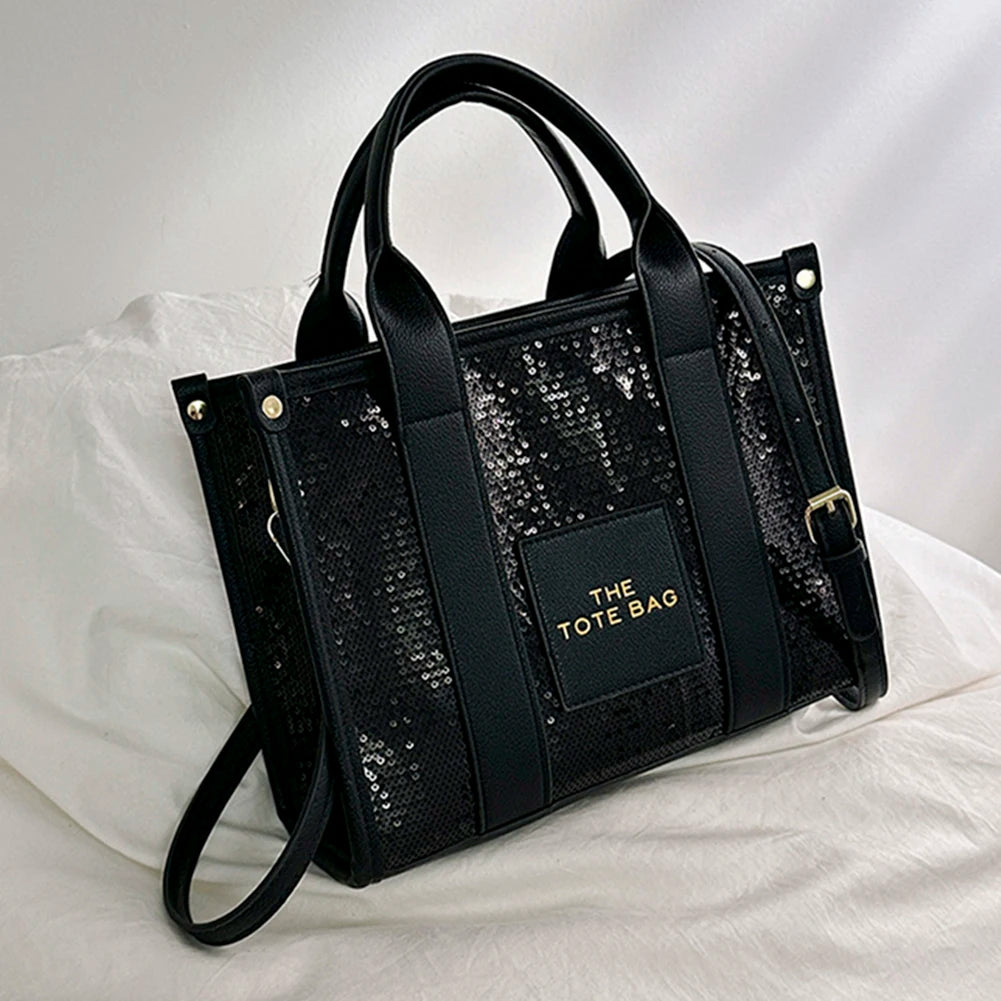 The Tote Bag: Luxury Designer Leather Handbag with Glitter & Sequins Luxegan