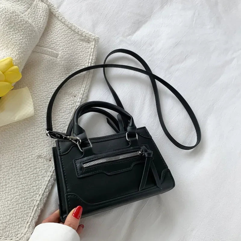 Western Style Crossbody Bag | Simple Textured Square Handbag Luxegan