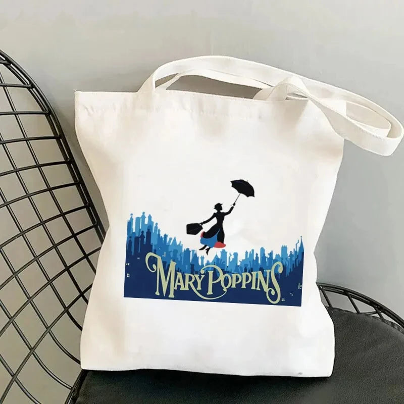 Soft Unisex Canvas Mary Poppins Tote | Kawaii Harajuku Large Capacity Shopping Bag Luxegan