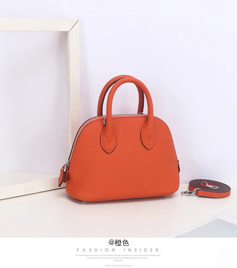Shell Bag Women's Messenger Bag | Cow Leather Simple Shoulder Bag & Fashion Ladies Classic Handbag (Small Mobile Phone Crossbody Bag) Luxegan