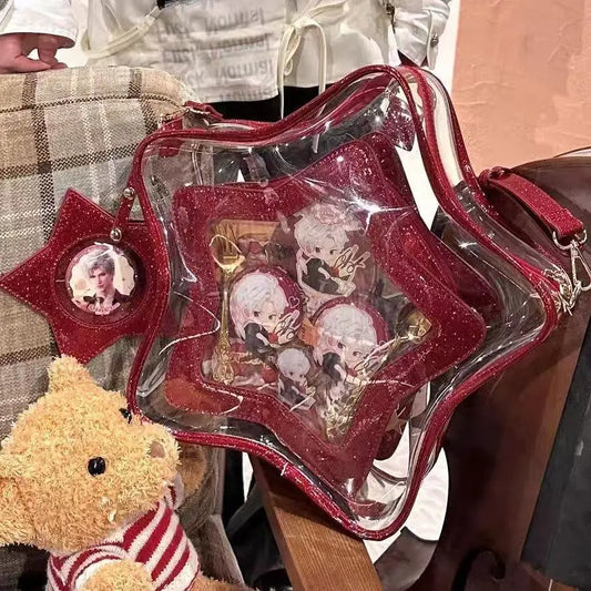 Star Red Crossbody Bags Ita Bag | Women Japanese Transparent Mini Backpacks | Ladies Sweet Cute Mochila Aesthetic Luxegan