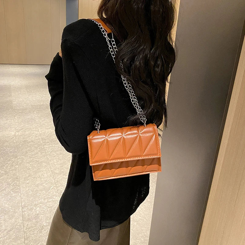 Designer Fashion Women’s Shoulder Bag | Sophisticated PU Leather Handle Handbag | Elegant Chain Strap Crossbody | Luxury "Dignified" Soft Minimalist Purse for Versatile Styling Luxegan