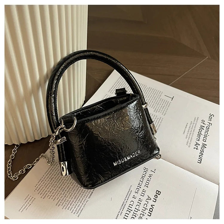 Luxury Women's Summer Mini Square Bag | Fashion HARD PU Leather Shoulder Crossbody Purse with Chain Detail Luxegan