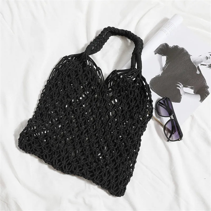 Women's Large Capacity Straw Handbag Totes | Hollow Out Shoulder Bags & Vintage Travel Beach Bag (Shopping Pack) Luxegan