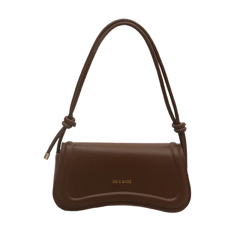 Fashion Ladies Small PU Leather Underarm Bag | Solid Color Top-Handle Purse | Women's Shoulder Crossbody Saddle Handbag Luxegan