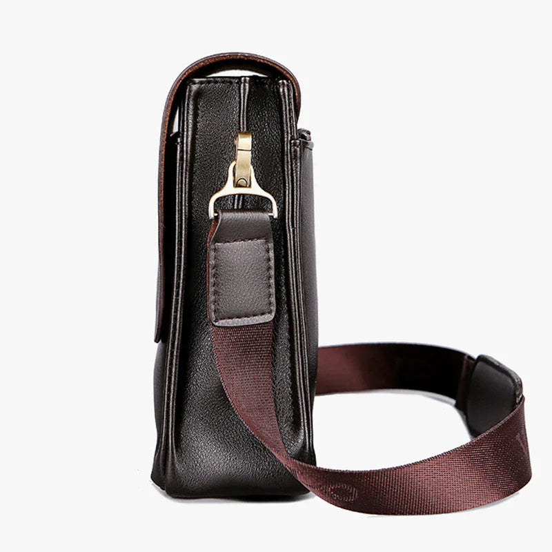 Men’s Leisure Business Single Shoulder Bag | Sophisticated Polo Vertical Satchel | Trend-Forward PU Leather Inclined Crossbody | Professional High-End Messenger Bag for Daily Business & Travel Luxegan