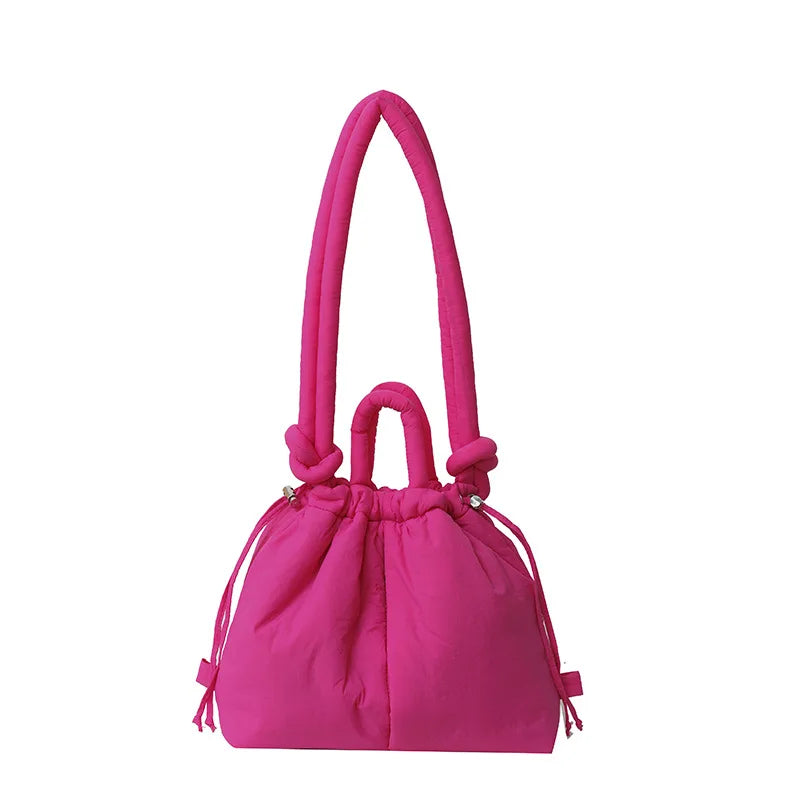 New Korean Fashion Fabric Shoulder Bag | Soft Dacron Crossbody Bag & Mini Underarm Tote Luxegan