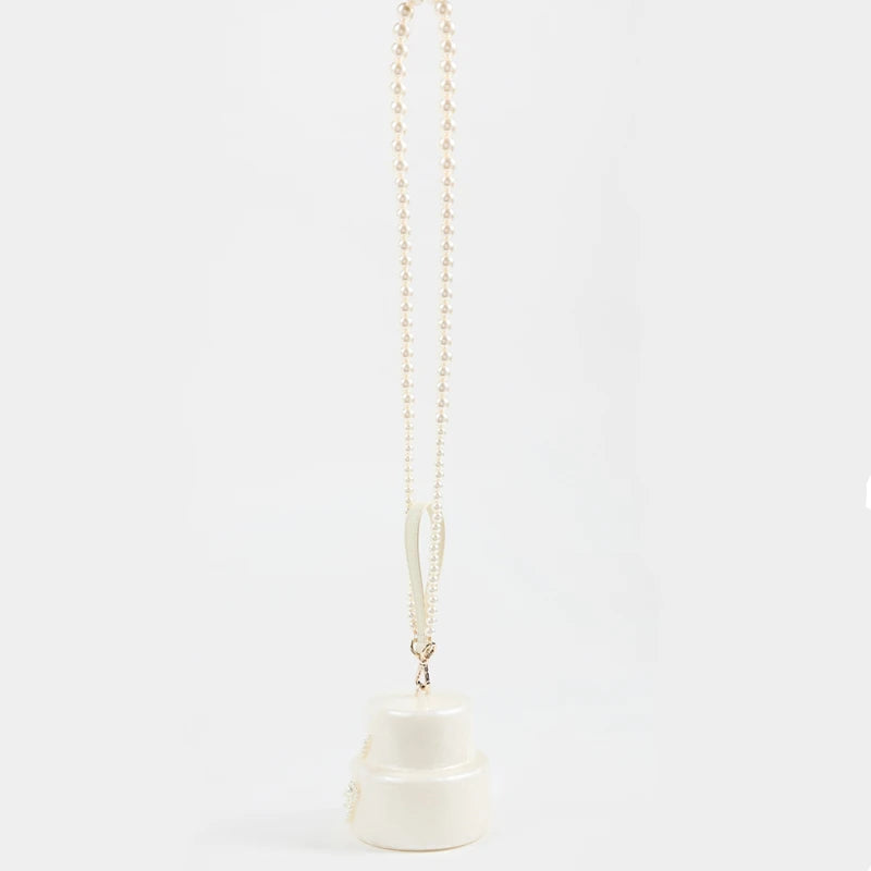 Women’s Acrylic "Cake" Evening Bag | Cute Pearl Embellished Clutch | Luxury Designer Barrel Handbag for Weddings & Parties Luxegan