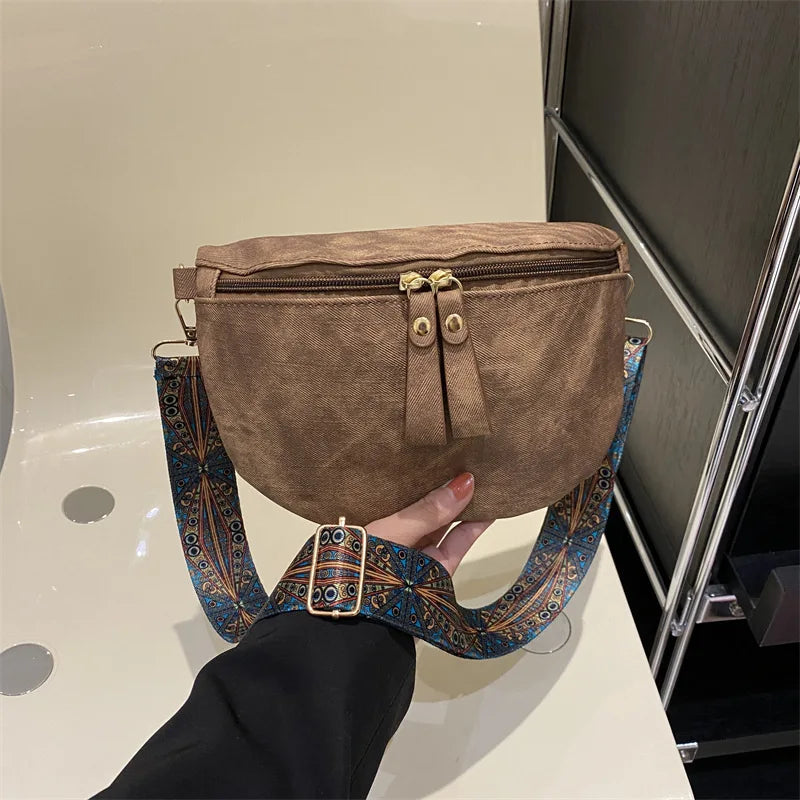 Stylish Hobo Solid Color Satchel | Luxury Designer Chest Bag & Women's PU Leather Waist Bags (Wide Strap Fashion Fanny Shoulder Pack) Luxegan