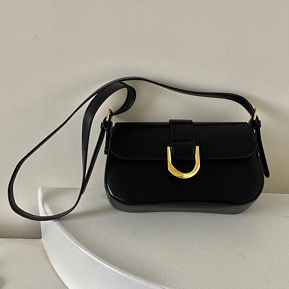 Retro Patent Leather Shoulder Bag for Women | Luxury Flap Crossbody & Solid Color Underarm Bag (Red Lady Handbag Luxegan