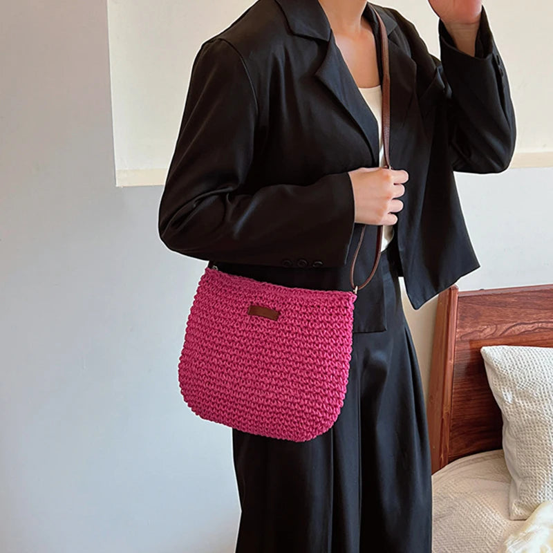 Summer Straw Saddle Bag | Handmade Woven Crossbody Purse Luxegan