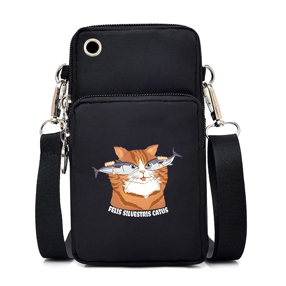 Women's Handbags Black Explosive Coffee Cat Messenger Bags | Female Cartoon Shoulder Bag Purse (Fashion Mobile Phone Crossbody Bags) Luxegan